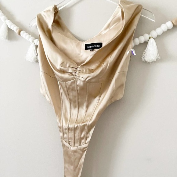NEW Retrofete Rozik Silk Champagne Bodysuit - Picture 4 of 5